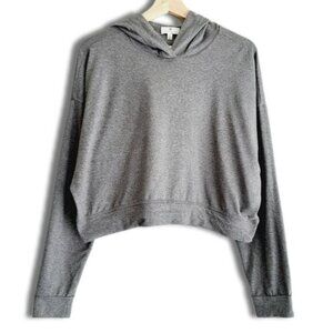 SOCIALITE Oversized Boxy Crop Hoodie Top Solid Grey Sz S